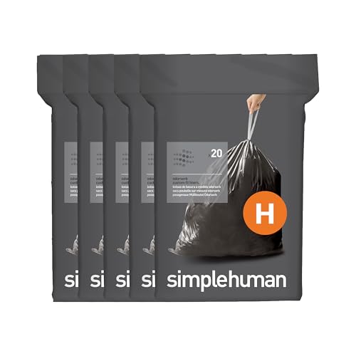 simplehuman Code H 100 Count Odorsorb® Custom Fit Liners, Drawstring Odor Absorbing Trash Bags, One-by-One Mess-Free Dispense, Extra Thick & Double Seamed, 50% PCR Plastic, 30-35 Liter / 8-9 Gallon - Image 1