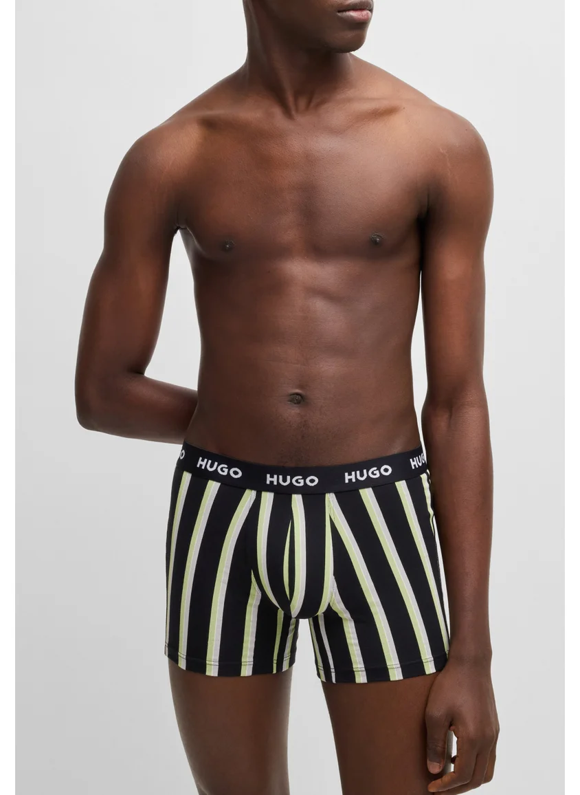 HUGO Three-pack of stretch-cotton boxer briefs with logos