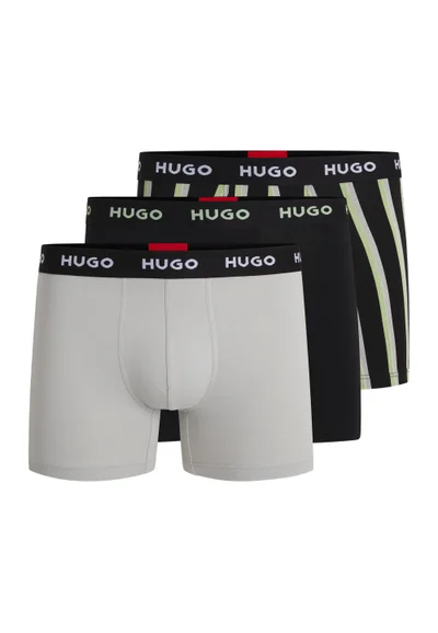 هوجو ثلاثة أطقم بوكسر بريفز قطن مطاطي بشعارات