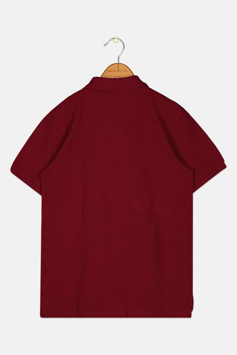 GAP Kids Boy Spread Collar Short Sleeve Plain Polo Shirt, Maroon  - Image 2