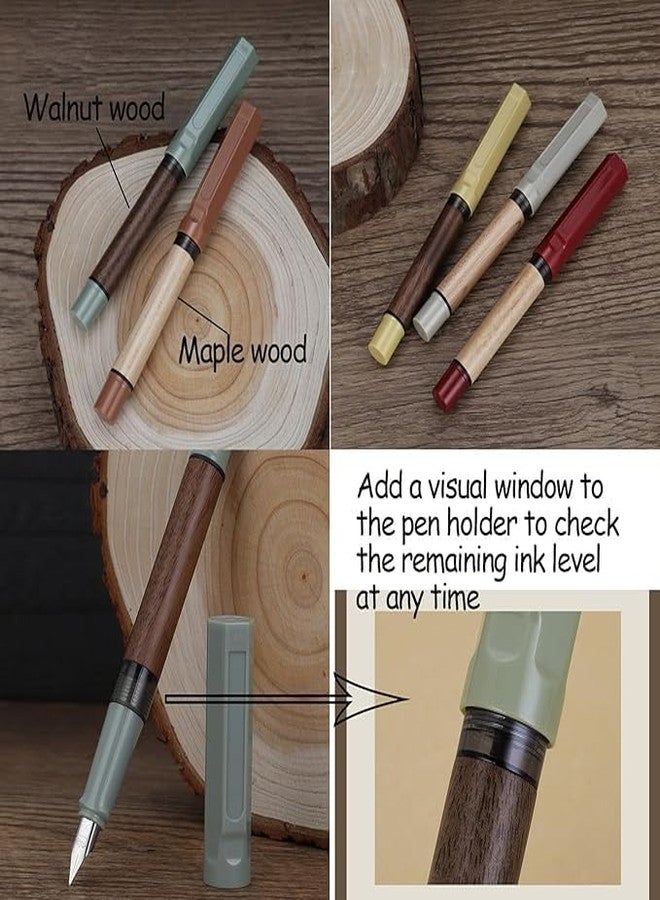 لو شي قلم حبر جاف خشبي من لوشي جينهاو 62، سن رفيع، مزود بمحول حبر، مناسب للمدرسة والمكتب، أقلام كتابة سلسة (لون أبيض كريمي) - Image 5