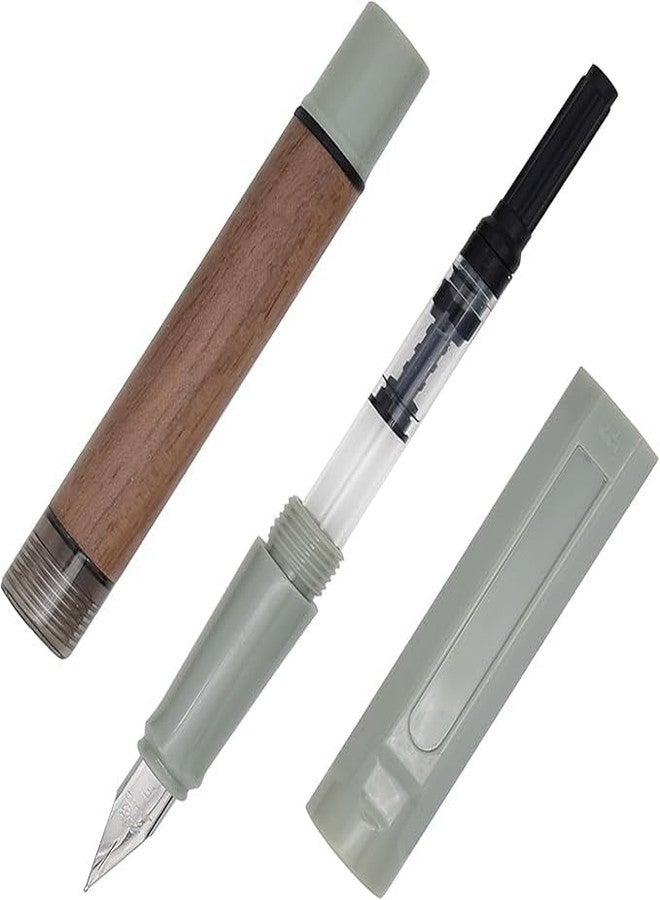 لو شي قلم حبر جاف خشبي من لوشي جينهاو 62، سن رفيع، مزود بمحول حبر، مناسب للمدرسة والمكتب، أقلام كتابة سلسة (لون أبيض كريمي) - Image 4