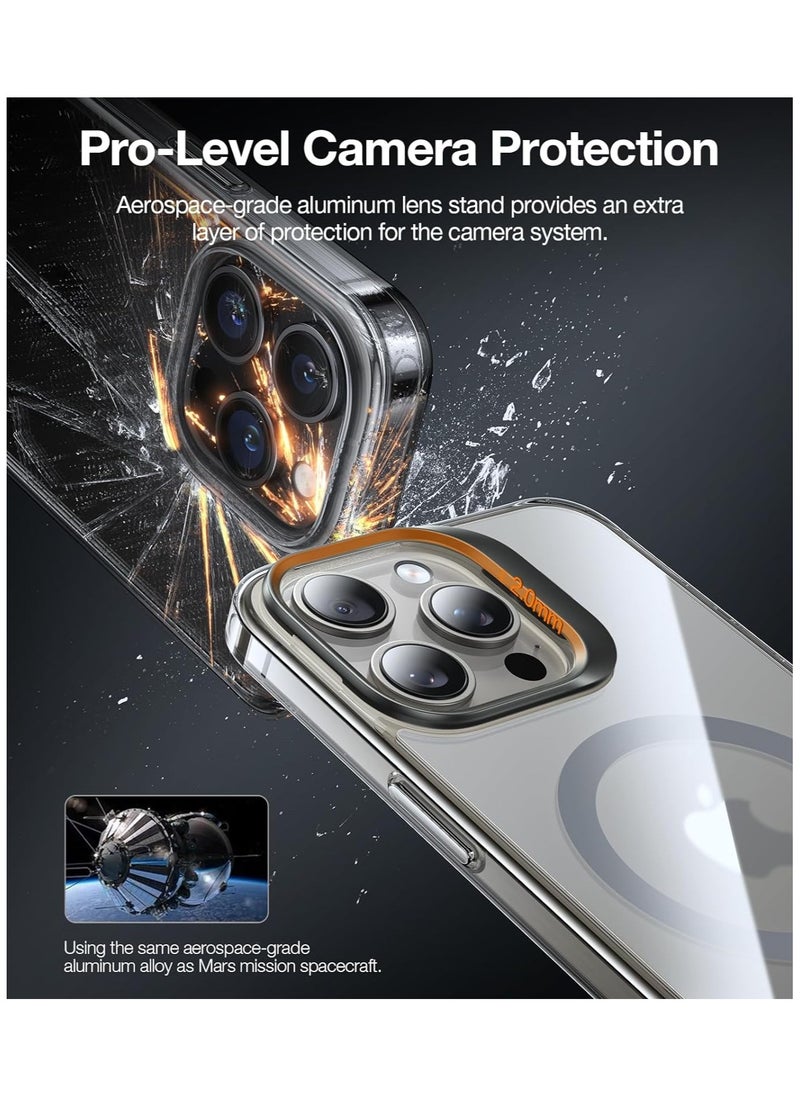 TORRAS - Magnetic for iPhone 15 Pro Max Case [Compatible with MagSafe] [Mil-Grade Protection][Built-in Invisible Stand] Slim Hard Back Soft Edge, Anti-Scratch, Clear Grey - Image 1