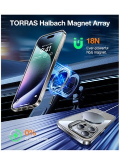 TORRAS Magnetic for iPhone 15 Pro Max Case [Compatible with MagSafe] [Mil-Grade Protection][Built-in Invisible Stand] Slim Hard Back Soft Edge, Anti-Scratch, Clear Grey  - Image 2