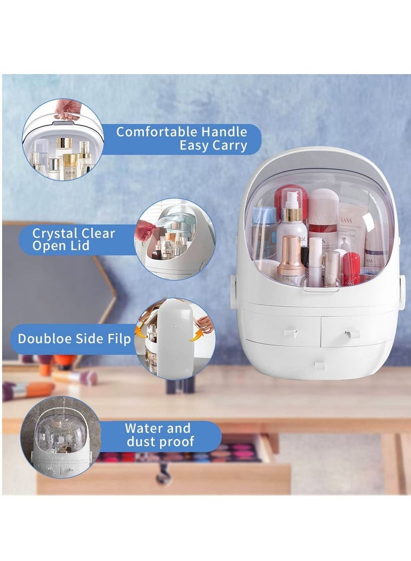 منظم مكياج كبير بتصميم عصري مع درج باللون الأبيض - Image 2
