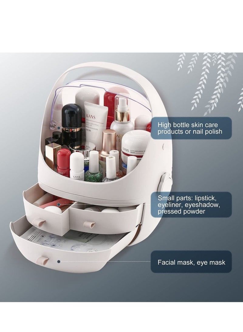 منظم مكياج كبير بتصميم عصري مع درج باللون الأبيض - Image 5