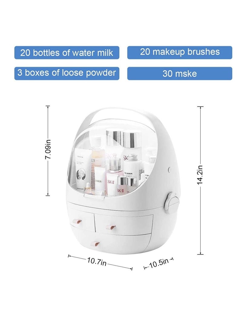 منظم مكياج كبير بتصميم عصري مع درج باللون الأبيض - Image 4