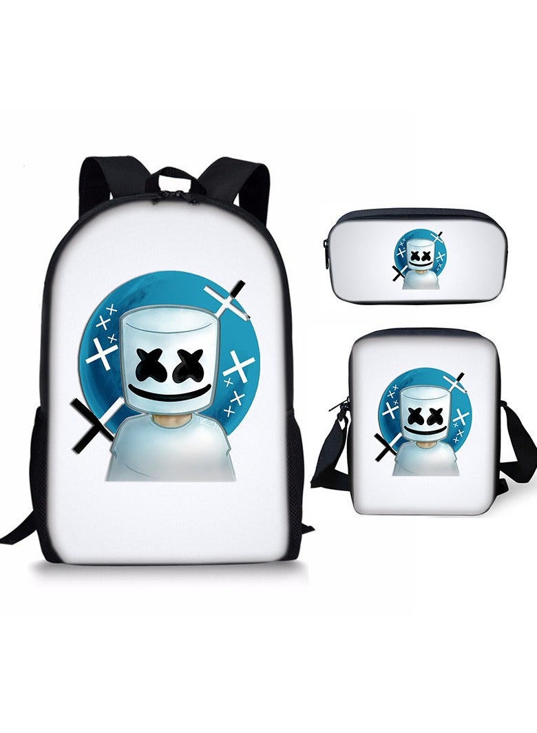 Marshmello Three-piece Backpack And Shoulder Bag Set