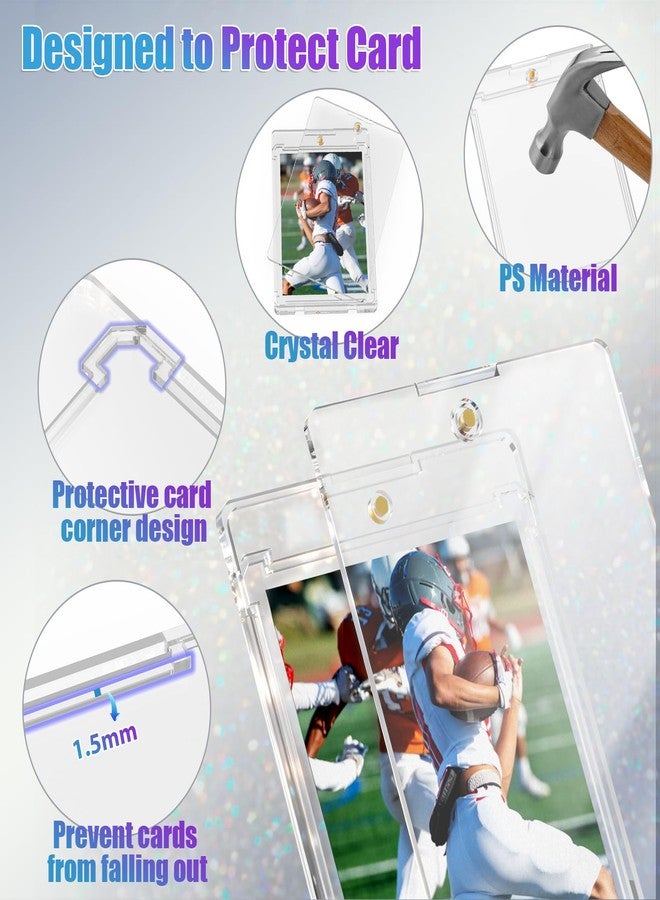 Superlong 55PT Magnetic Card Holder, 15 Pcs Upgraded One Touch Card Holders with U-V Protection, Hard Plastic Display Case with 2 Magnets Fit for Sport Game Trading Baseball Football Collect Storage - Image 3