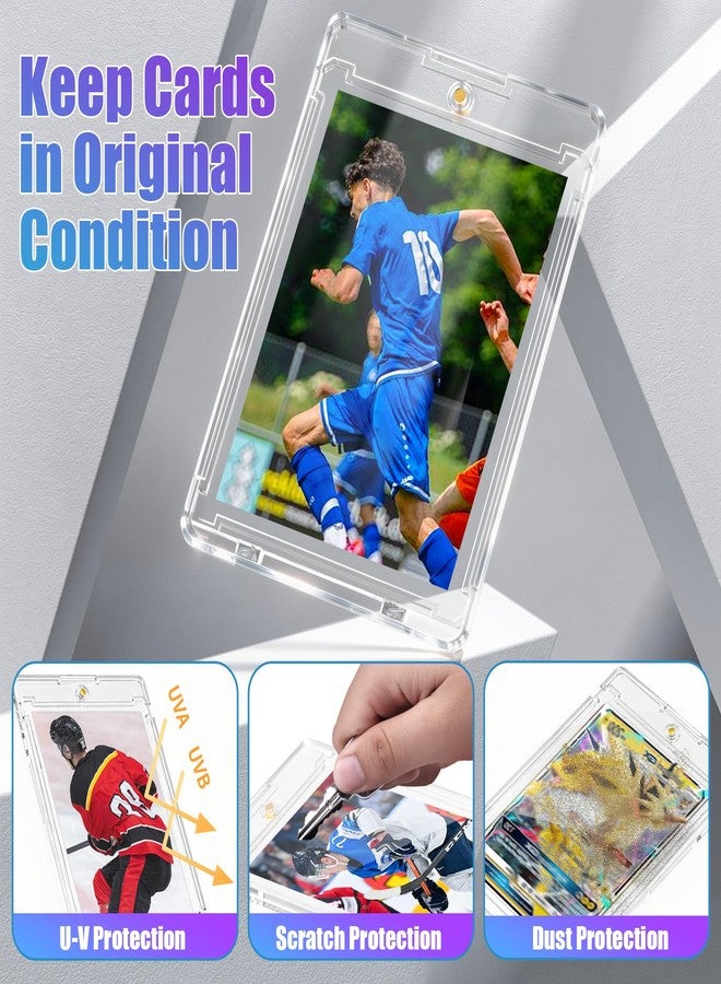 Superlong 55PT Magnetic Card Holder, 15 Pcs Upgraded One Touch Card Holders with U-V Protection, Hard Plastic Display Case with 2 Magnets Fit for Sport Game Trading Baseball Football Collect Storage - Image 5