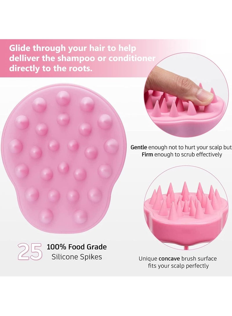 ليمتليس فرشاة شامبو لتدليك فروة الرأس مع فرشاة سيليكون مرنة ناعمة ومقشرة لفروة الرأس لفرشاة الشعر الرطب والجاف للرجال والنساء والأطفال والحيوانات الأليفة (وردي) - Image 2