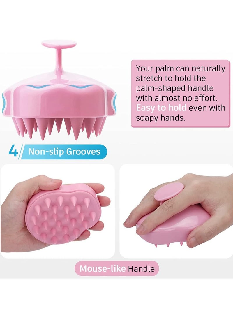 ليمتليس فرشاة شامبو لتدليك فروة الرأس مع فرشاة سيليكون مرنة ناعمة ومقشرة لفروة الرأس لفرشاة الشعر الرطب والجاف للرجال والنساء والأطفال والحيوانات الأليفة (وردي) - Image 5
