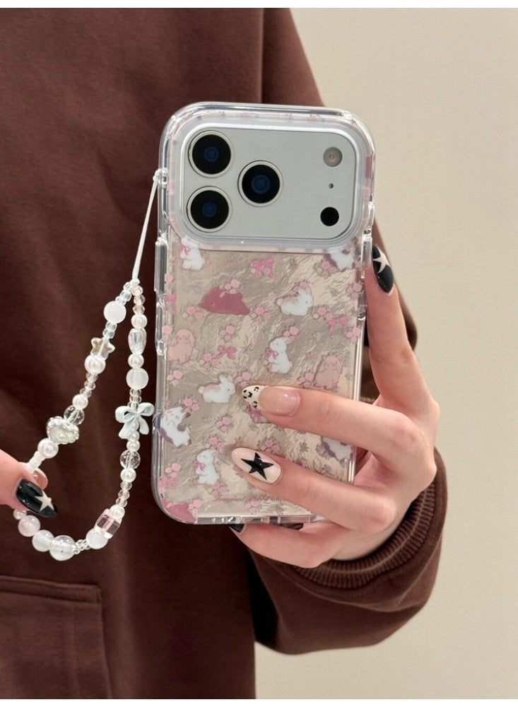 NIBEMINENT Protective TPU Case Cover For iPhone 15 Plus, Dream Shatter Flower Rabbit With Bracelet - Image 2