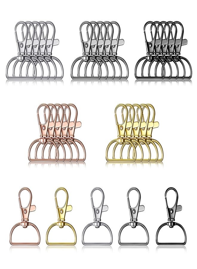Hotop 25 Pcs Metal Swivel Clasp Hooks 1 Inch D Ring Keychain Making Kit Lanyard Snap Hooks Keychain Clip Hooks Lobster Claw Clasps for Lanyard Making, Purse Hardware, DIY Craft - Image 1