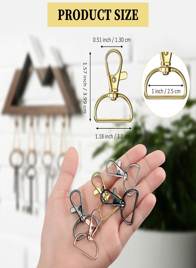 Hotop 25 Pcs Metal Swivel Clasp Hooks 1 Inch D Ring Keychain Making Kit Lanyard Snap Hooks Keychain Clip Hooks Lobster Claw Clasps for Lanyard Making, Purse Hardware, DIY Craft - Image 2
