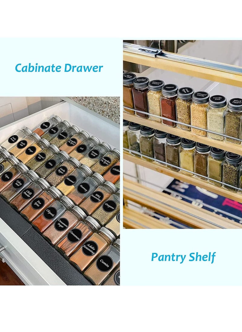 XiuWoo - 24-Piece Glass Spice Jars with 40 Labels Stickers 120ml Empty Square Spice Containers,24 Shaker Lids and Airtight Metal Caps, Paint Pen, Silicone Collapsible Funnel - Image 1