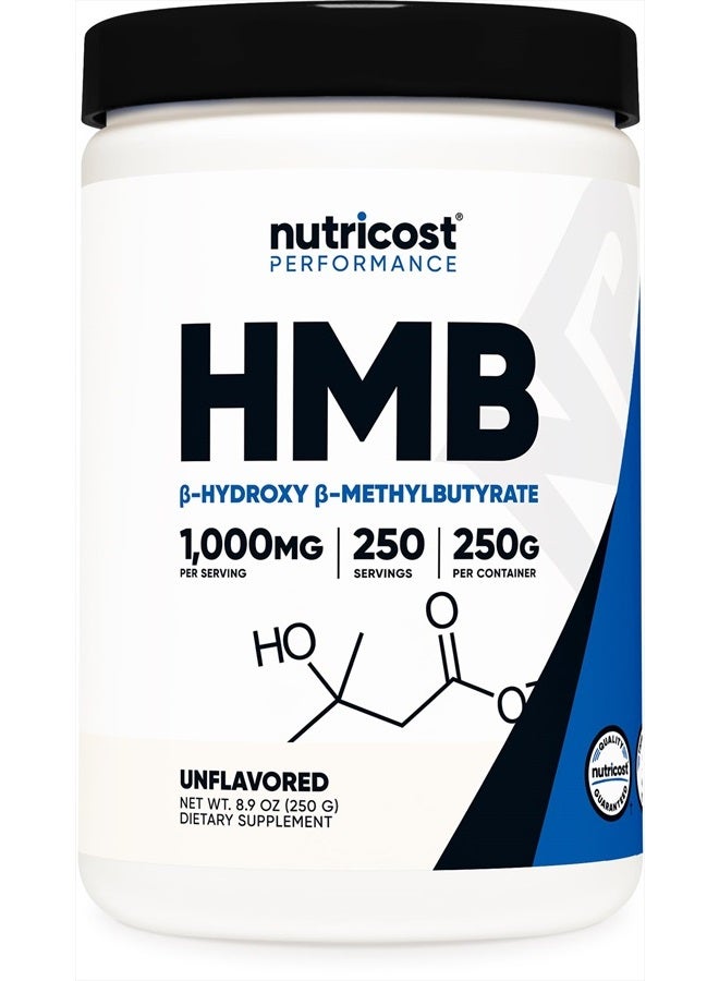 Nutricost HMB Powder 250 Grams - Gluten Free And Non-GMO - Image 1