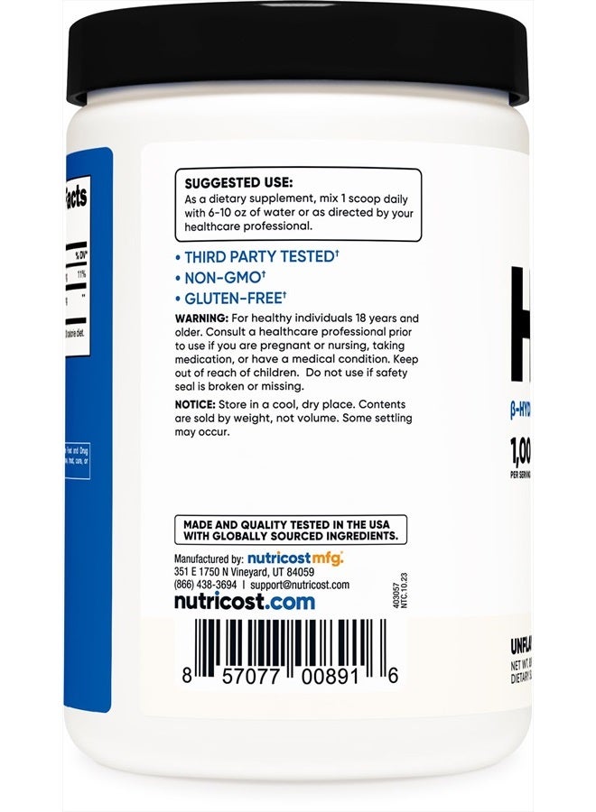 Nutricost HMB Powder 250 Grams - Gluten Free And Non-GMO - Image 2