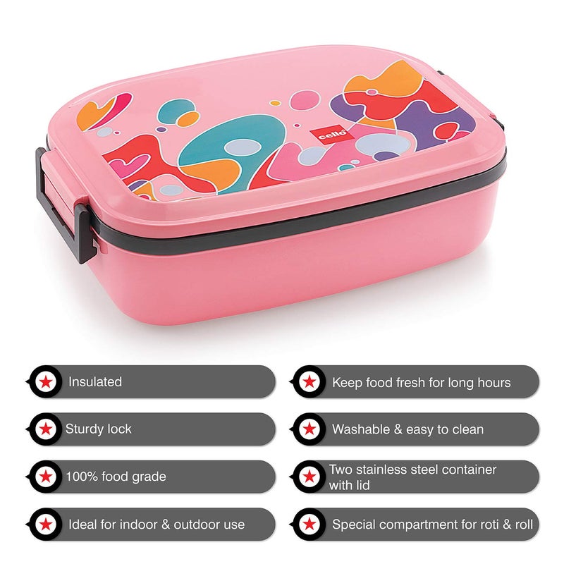 Cello CELLO Doppler Plus Insulated Lunch Box, Pink  - Image 2