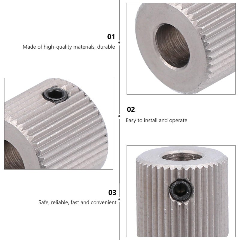 4Pcs 40 Teeth Stainless Steel 3D Printer Extruder Wheel 5mm Inner Hole Feeding Gear Replacement - Image 4