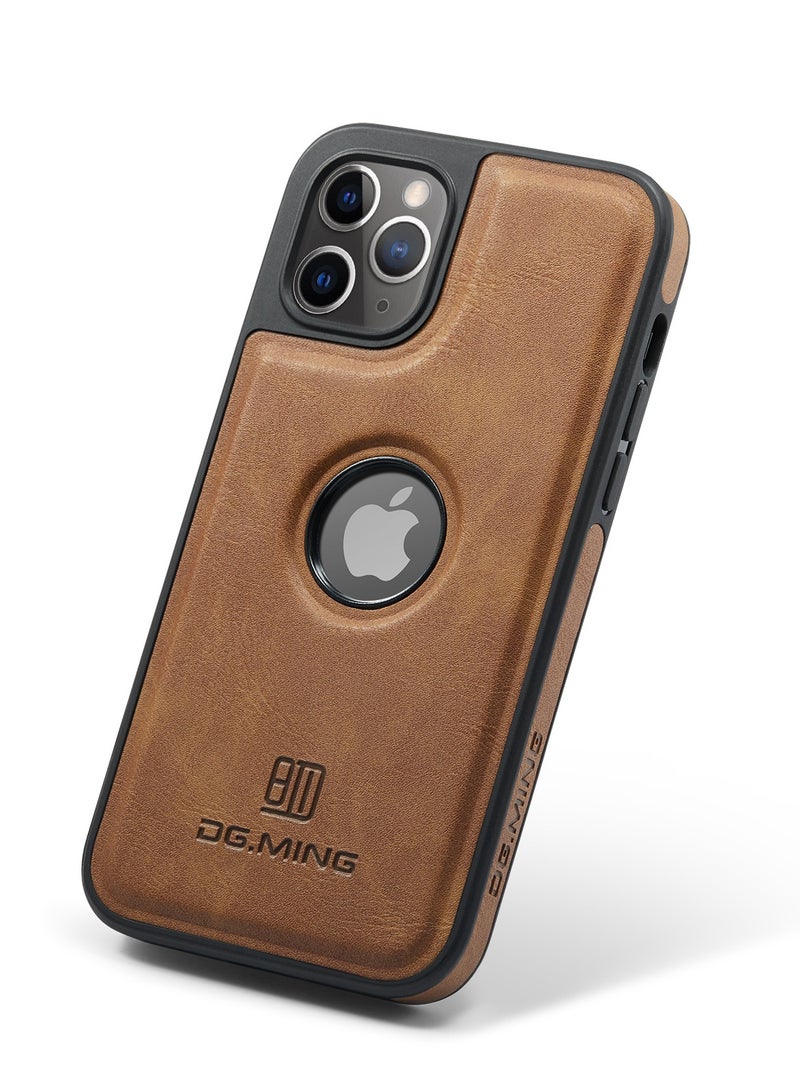 ديجمينغ جراب حماية خلفي جلد صناعي مع فتحة شعار مضاد للصدمات متوافق مع  Iphone 11 Pro  (بني) - Image 1