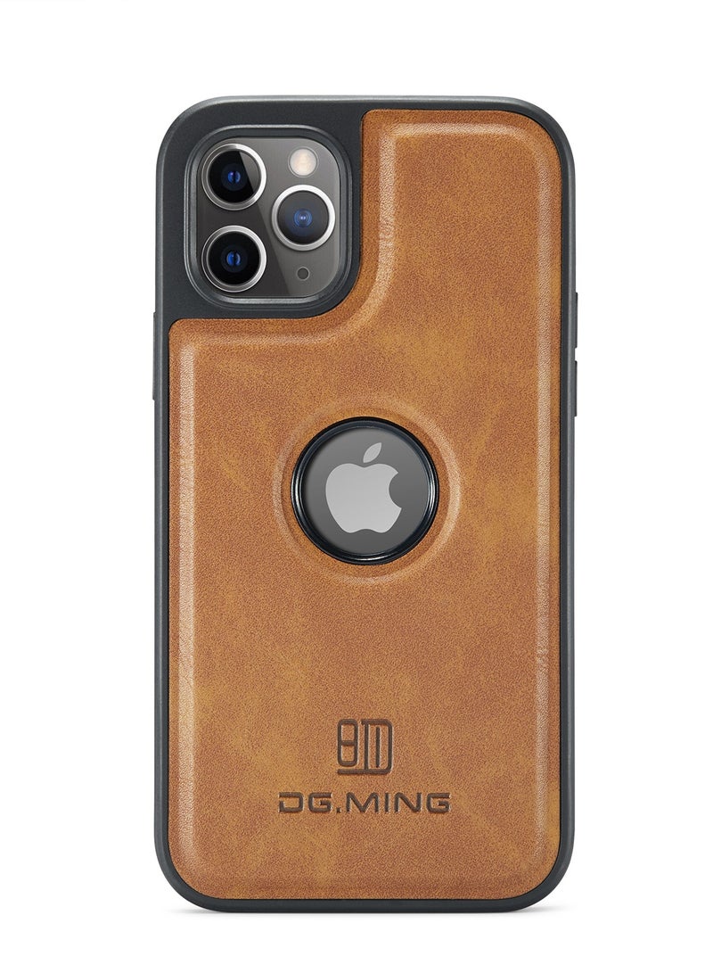 ديجمينغ جراب حماية خلفي جلد صناعي مع فتحة شعار مضاد للصدمات متوافق مع  Iphone 11 Pro  (بني) - Image 3