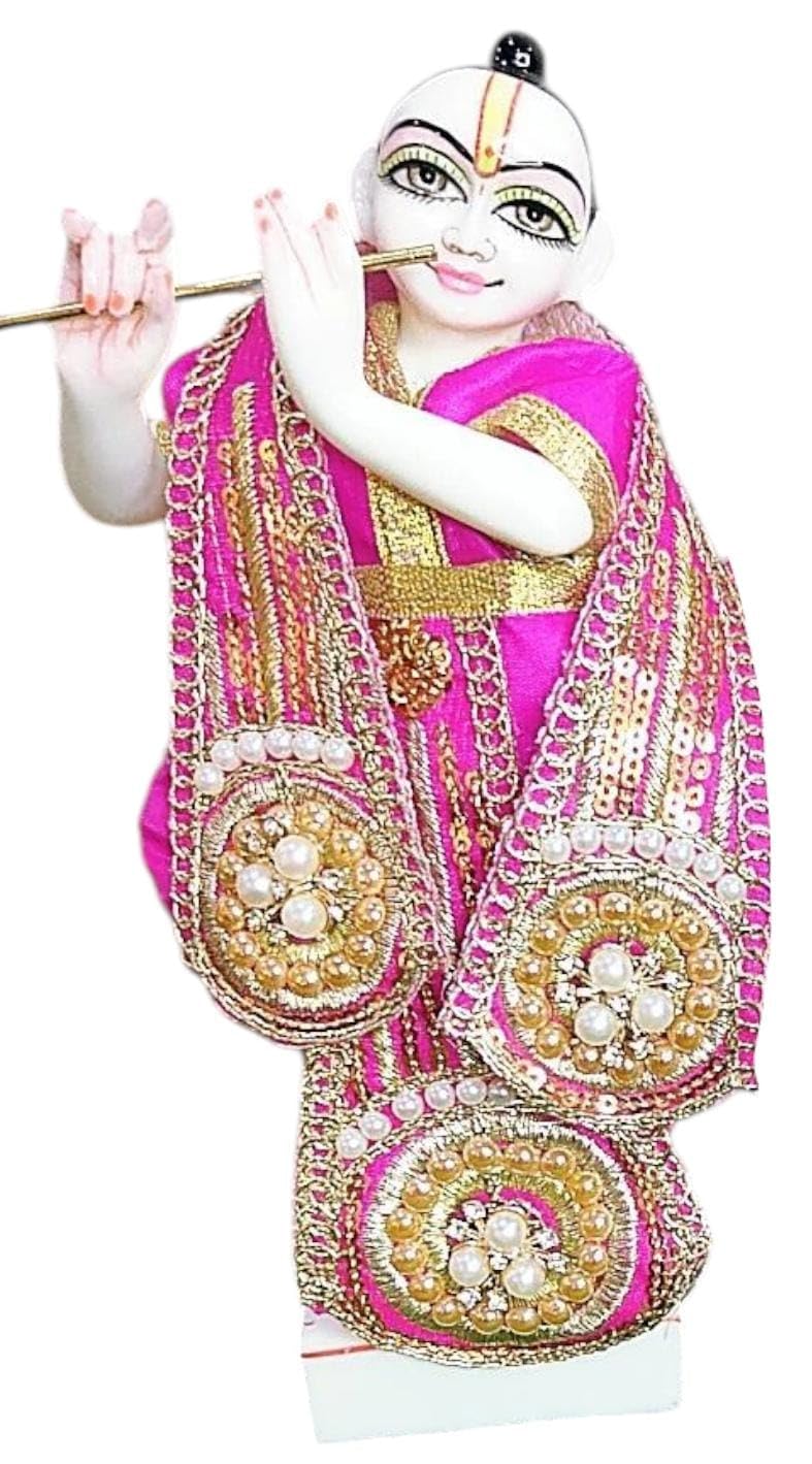 Partish Radha Krishna Heavy Dress | Poshak for Yugal Jodi | Radhe Krishna Ji Poshak (Dress Size 3 Inches for 5 Inches Murti, Magenta-E) - Image 3