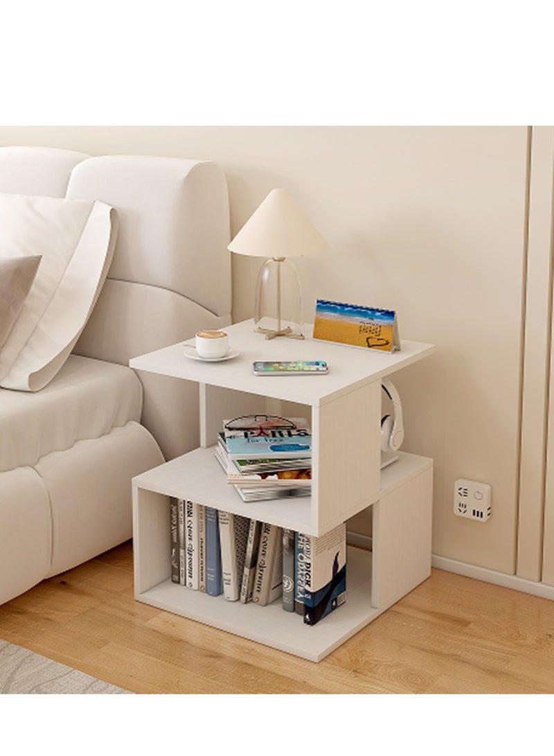 Home Bedside Table Simple Wooden Nightstand Modern Economic Nightstand Mini Storage Cabinet Organizer Rack Suitable for Bedroom Living Room Sofa (White) - Image 1