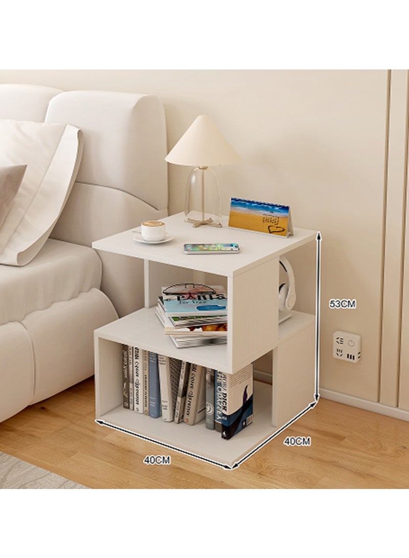Home Bedside Table Simple Wooden Nightstand Modern Economic Nightstand Mini Storage Cabinet Organizer Rack Suitable for Bedroom Living Room Sofa (White) - Image 2