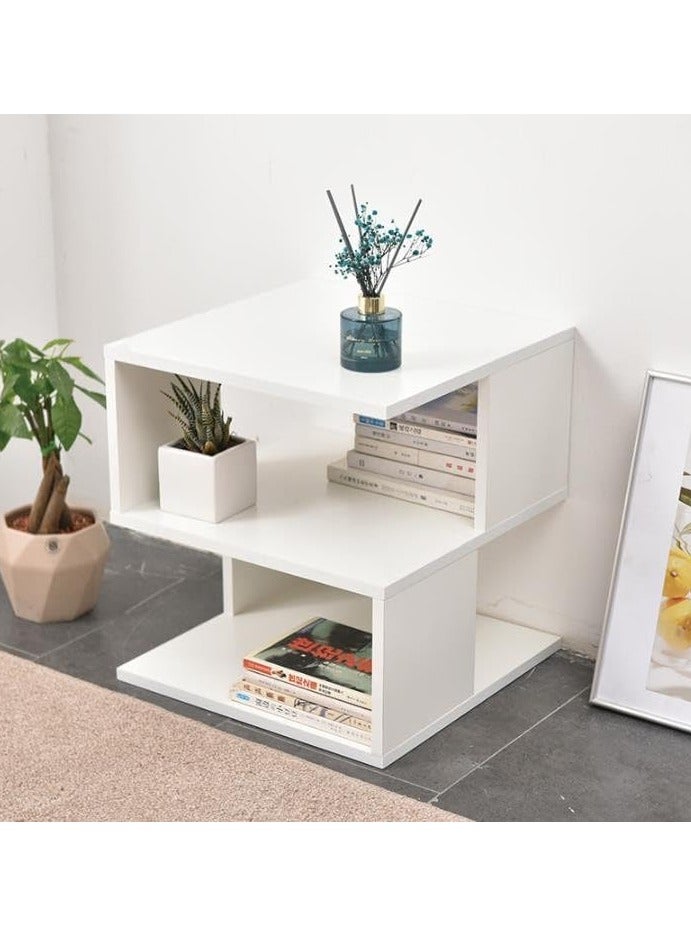 Home Bedside Table Simple Wooden Nightstand Modern Economic Nightstand Mini Storage Cabinet Organizer Rack Suitable for Bedroom Living Room Sofa (White) - Image 3