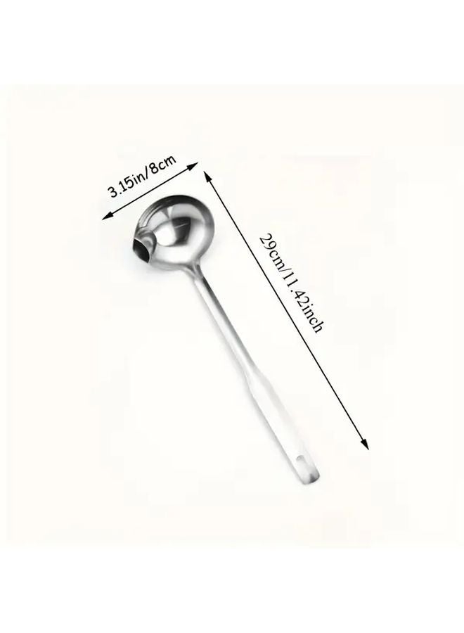 304 Stainless Steel Heavy Duty Oil Skimmer Ladle With Double Spout For Soup Broth Juice - Image 4