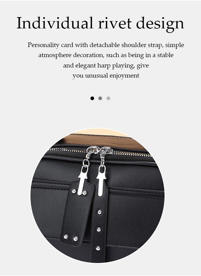 DUNISO Women's crossbody bag, PU leather handbag, shoulder bag, adjustable shoulder strap, suitable for storing mobile phones, power banks, umbrellas, cosmetics, 28 * 13 * 21cm, black  - Image 5