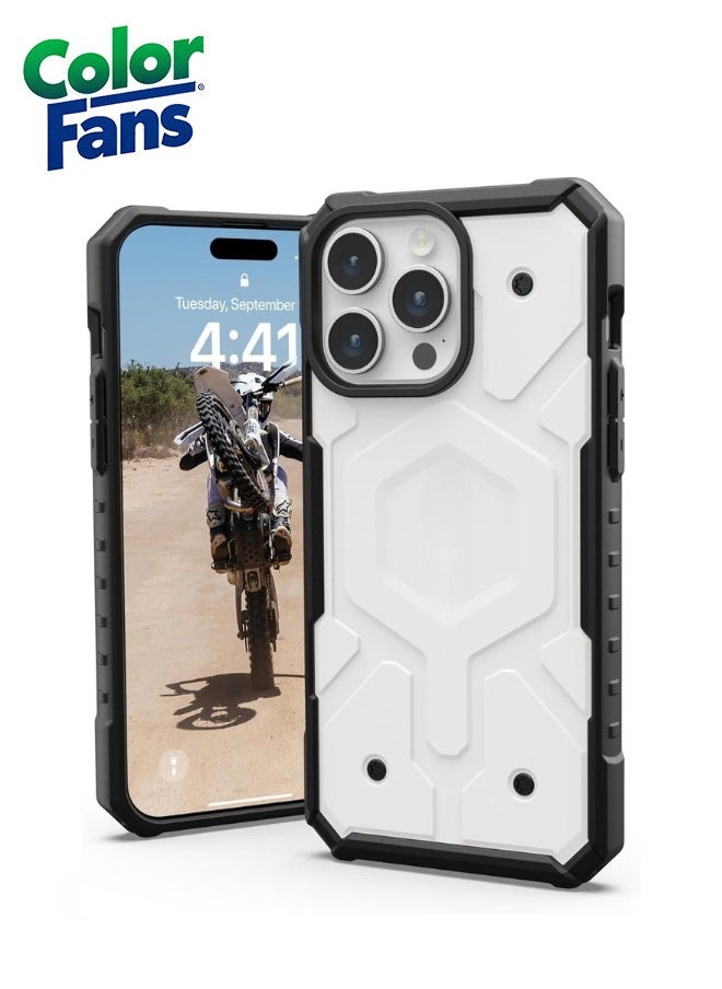 Color Fans Apple iPhone 13 Pro Case 6.1" Pathfinder Built-in Magnet Compatible with Magnet Charging Slim Lightweight Shockproof Dropproof Rugged Protective Cover - White  - Image 1