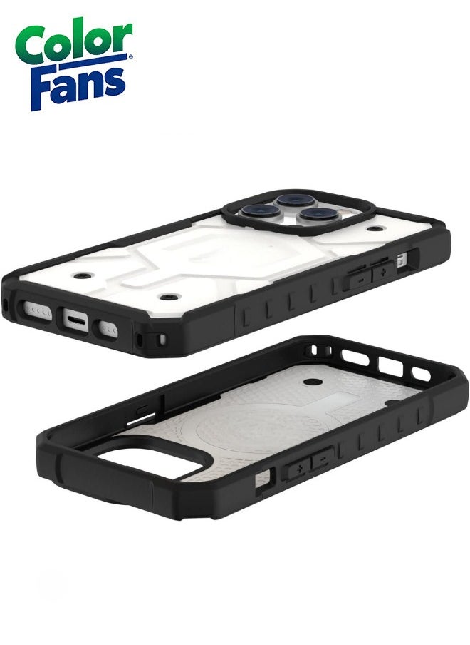 Color Fans Apple iPhone 13 Pro Case 6.1" Pathfinder Built-in Magnet Compatible with Magnet Charging Slim Lightweight Shockproof Dropproof Rugged Protective Cover - White  - Image 2