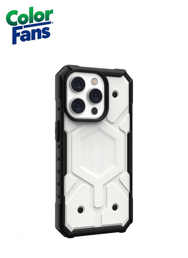 Color Fans Apple iPhone 13 Pro Case 6.1" Pathfinder Built-in Magnet Compatible with Magnet Charging Slim Lightweight Shockproof Dropproof Rugged Protective Cover - White  - Image 3