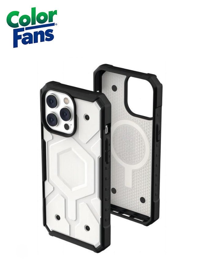 Color Fans Apple iPhone 13 Pro Case 6.1" Pathfinder Built-in Magnet Compatible with Magnet Charging Slim Lightweight Shockproof Dropproof Rugged Protective Cover - White  - Image 5