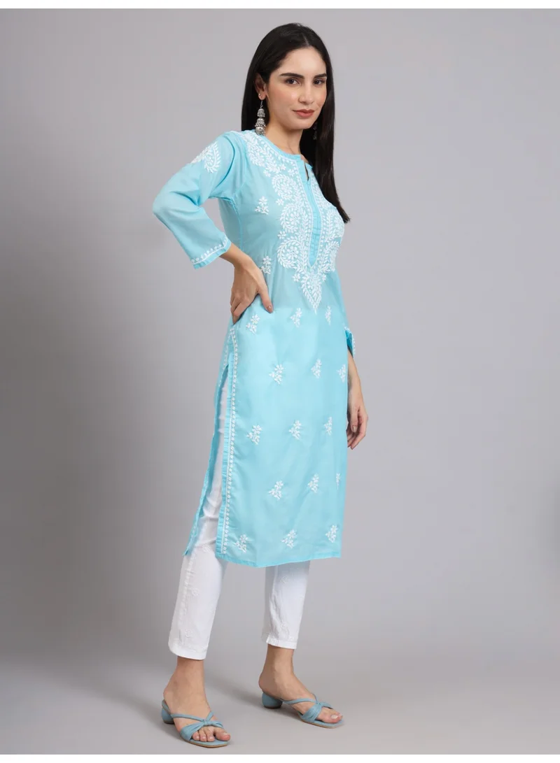 Alaya Skyblue Women Chikankari Hand Embroidered Cotton Kurta -AL3997 for Women | Best Price UAE