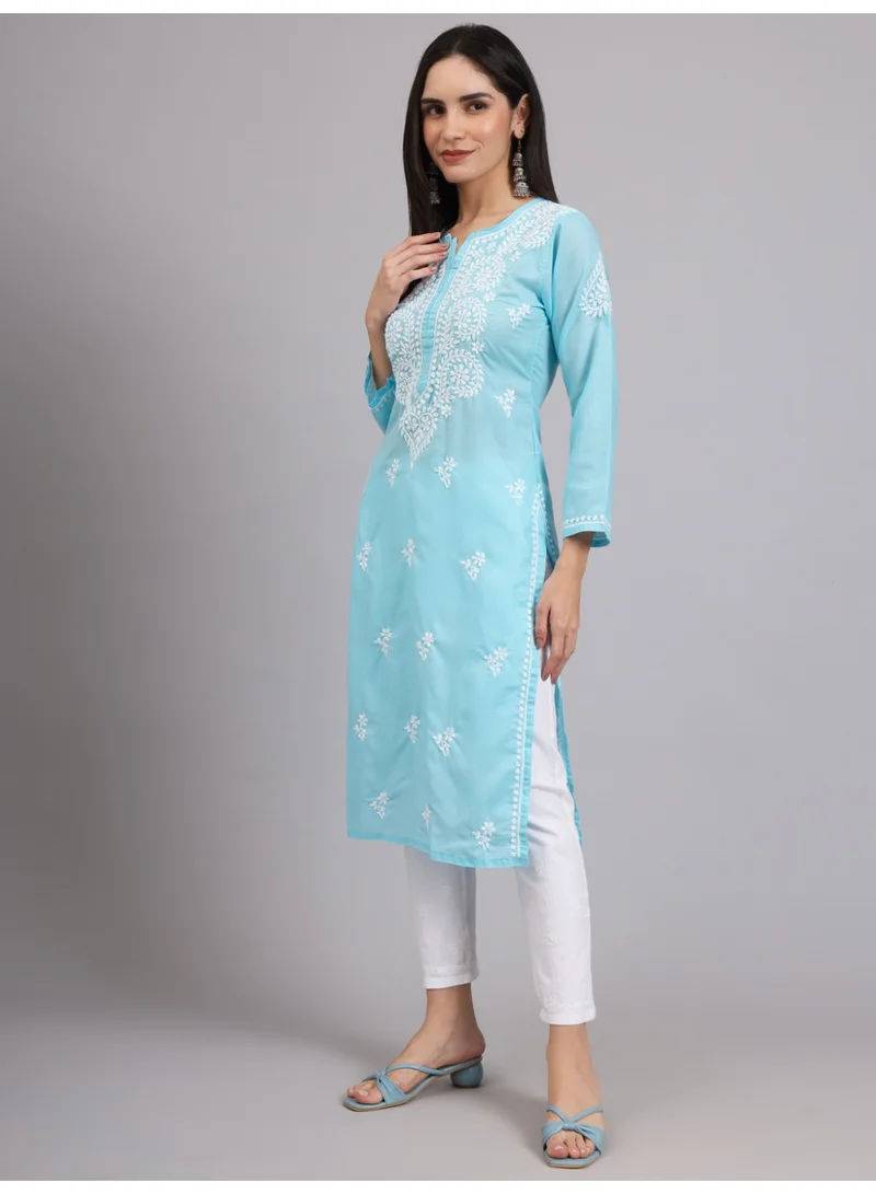 Alaya Skyblue Women Chikankari Hand Embroidered Cotton Kurta -AL3997 for Women | Best Price UAE