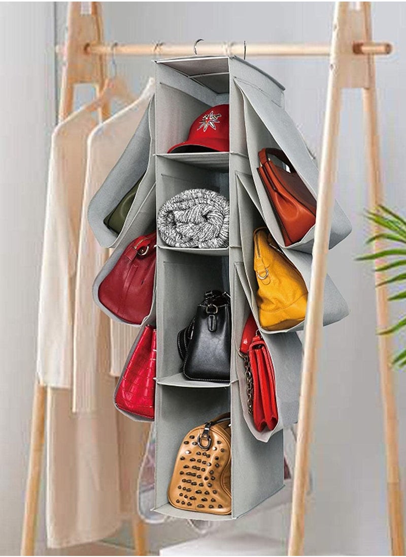 Swift 10 Grid Hanging Purse Handbag Storage Organizer Homewares Nonwoven, Shelf for Wardrobe, Household Storage Dust Bag, Space Saving, Hanging Shelves for Closet Light Grey  - Image 2