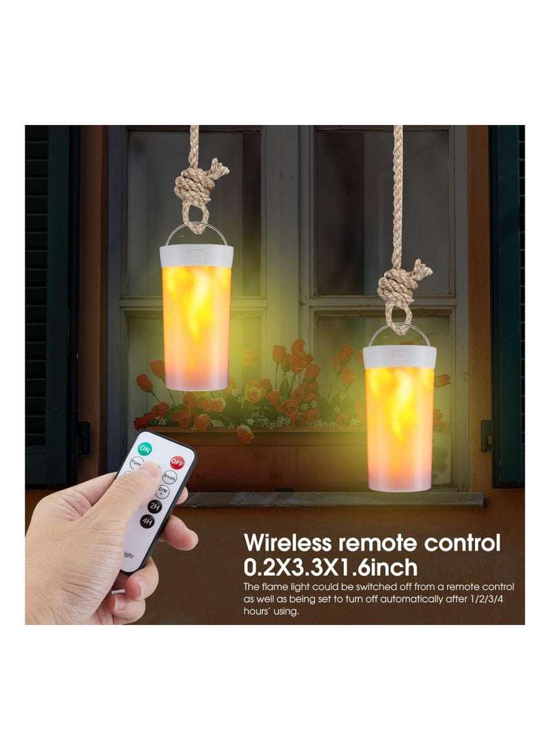 Zikra 2PCS USB Rechargeable LED Flame Effect Lights with Remote & Timer, Waterproof Dimmable Flameless Candles for Home, Party, Garden, and Camping Decoration - Fake Fire Lamps - Image 2