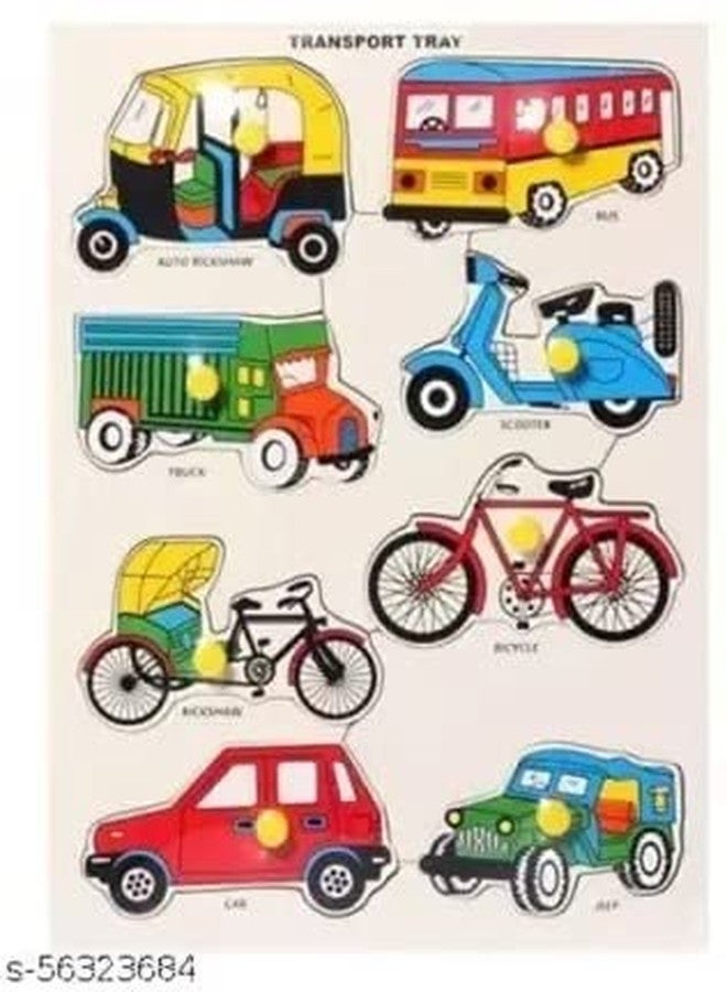 Lavilok Wooden Transport with Picture Educational Board for Kids 8 Transport Knob, Early Educational Learning Wooden Puzzle Board for Kids_TR082 - Image 2