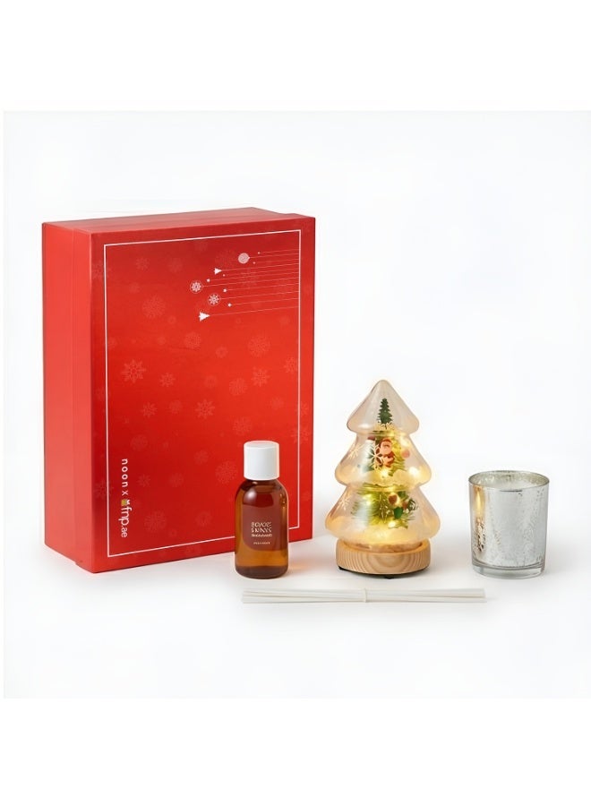 فيرنز أن بيتالز FnP Exclusive Christmas Gift Box (Red) - Reed Diffuser, Candle & Christmas snowball tree lamp - Image 1