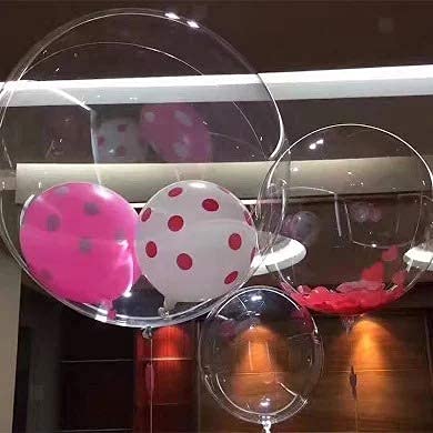 FI - FLICK IN Transparent Latex Bubble Balloons 20 Inches (after inflating) Crystal Clear Bobo Balloon for Led Light Up Helium Style (Pack of 10) - Image 3