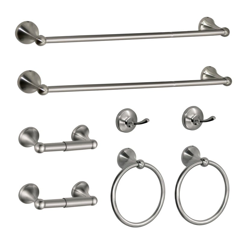 ZGELIN مجموعة أدوات الحمام 8 قطع من النيكل المصقول قضبان مناشف قابلة للتعديل وقابلة للتوسيع حلقة مناشف حامل ورق تواليت مثبت على الحائط خطافات مناشف رفوف مناشف حامل مناشف يد مجموعة ملحقات الحمام