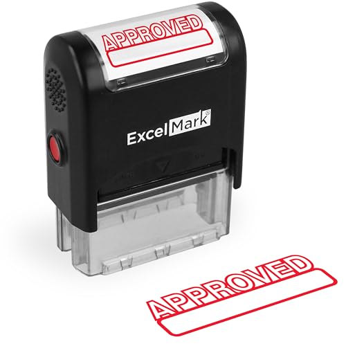 ExcelMark Approved Self Inking Rubber Stamp - Red Ink - Image 1