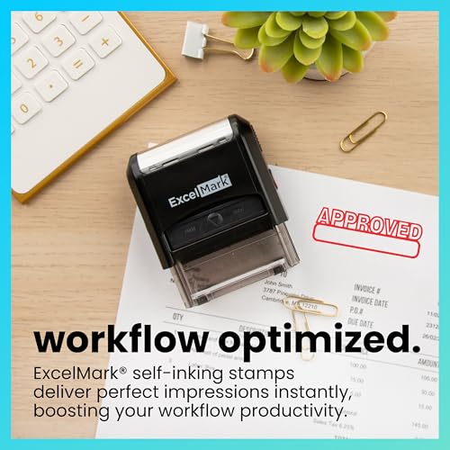 ExcelMark Approved Self Inking Rubber Stamp - Red Ink - Image 2