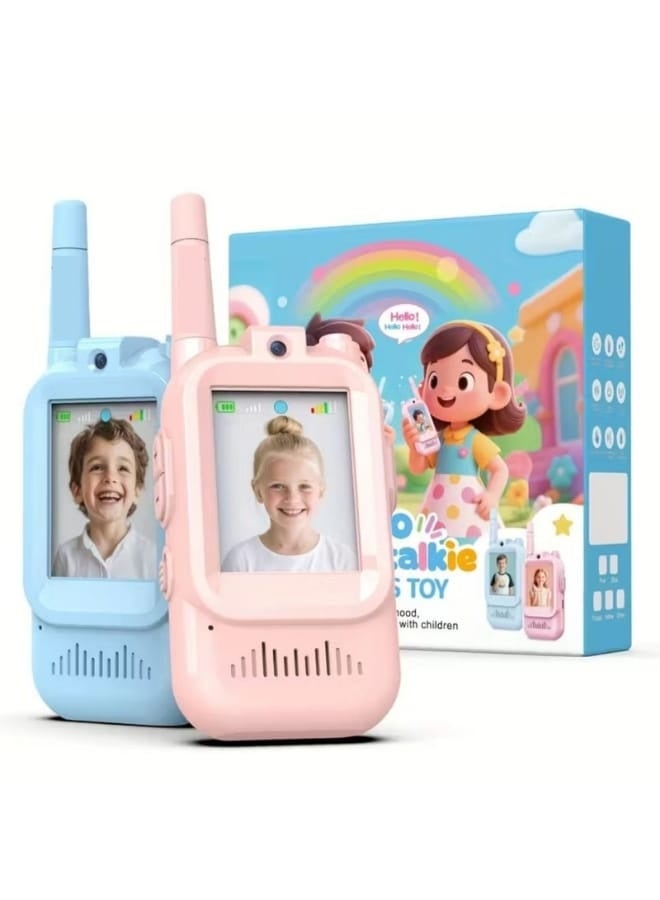 Rahnial Kids Video Communication Toy with Camera & Screen – Rechargeable Electronic Pretend Play Toy, Portable Learning Gift for Boys and Girls, 2 Pack (Blue & Pink) - Image 1