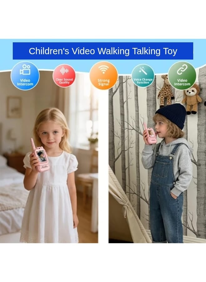 Rahnial Kids Video Communication Toy with Camera & Screen – Rechargeable Electronic Pretend Play Toy, Portable Learning Gift for Boys and Girls, 2 Pack (Blue & Pink) - Image 2