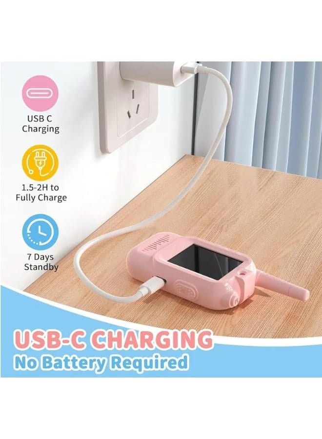 Rahnial Kids Video Communication Toy with Camera & Screen – Rechargeable Electronic Pretend Play Toy, Portable Learning Gift for Boys and Girls, 2 Pack (Blue & Pink) - Image 5