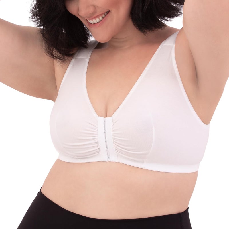 Leading Lady LEADING LADY Women's Meryl Cotton Front-Closure Comfort Sleep Comfy Leisure Bra, White, 48A/B  - Image 1